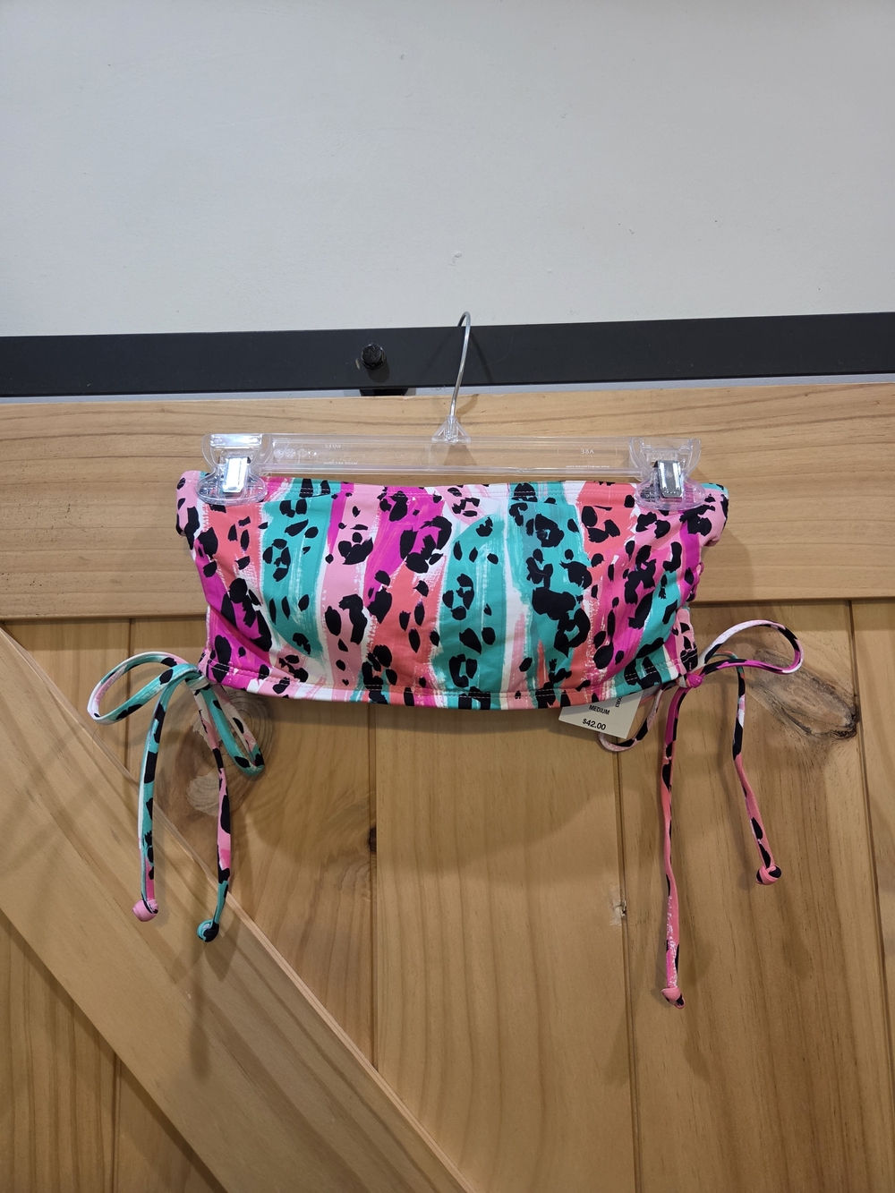 NWT | Sugar Beach Neon Leopard Print Strapless Bikini Top | Medium